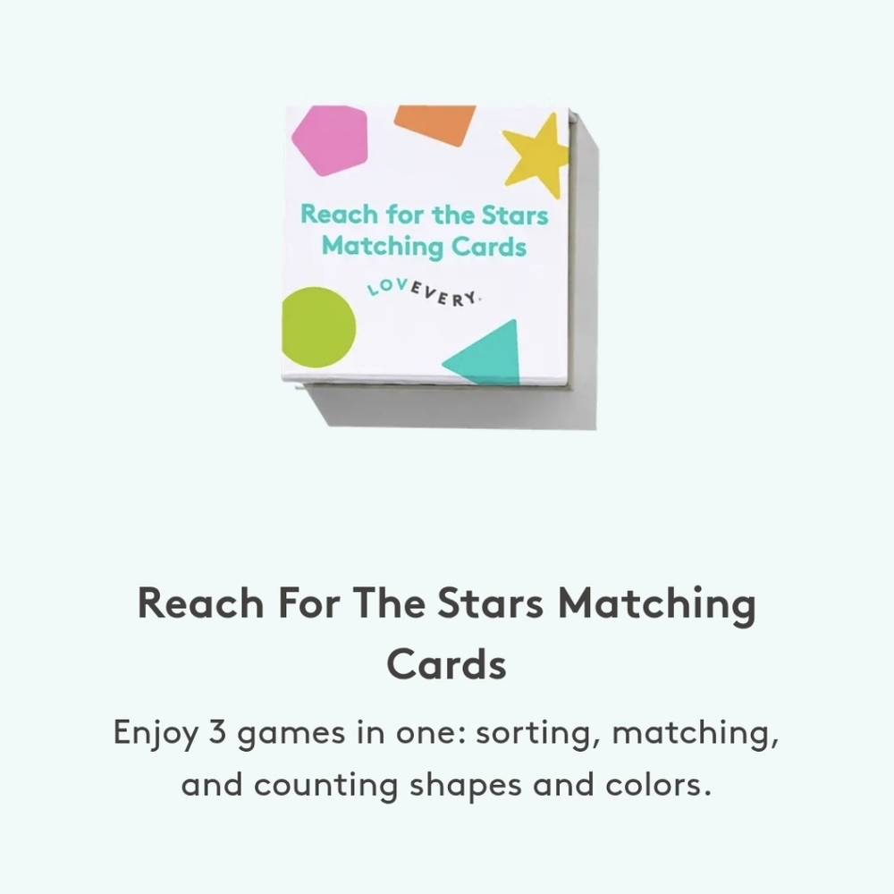 Lovevery Reach For The Stars Matching Cards From The Free Spirit Play Kit
